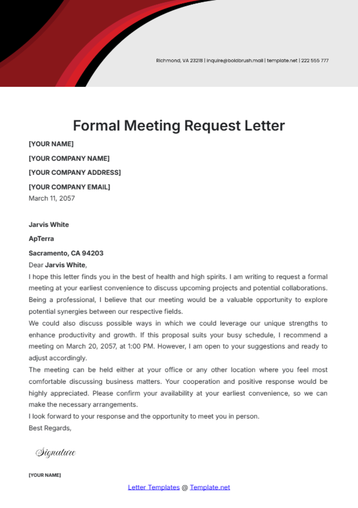 Formal Meeting Request Letter Template - Edit Online & Download