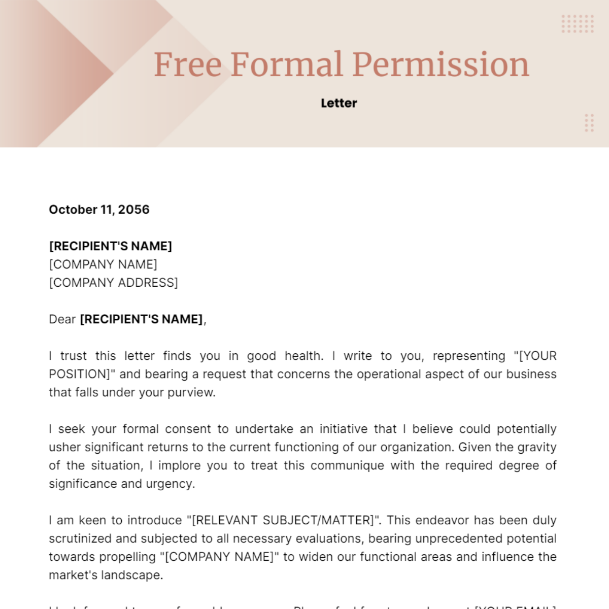 Formal Permission Letter Template