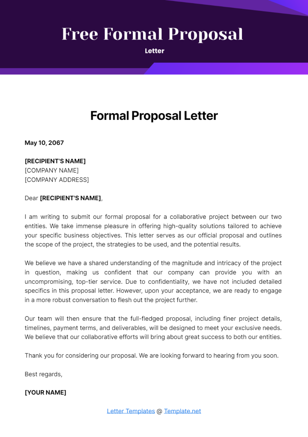 Free Formal Proposal Letter Template