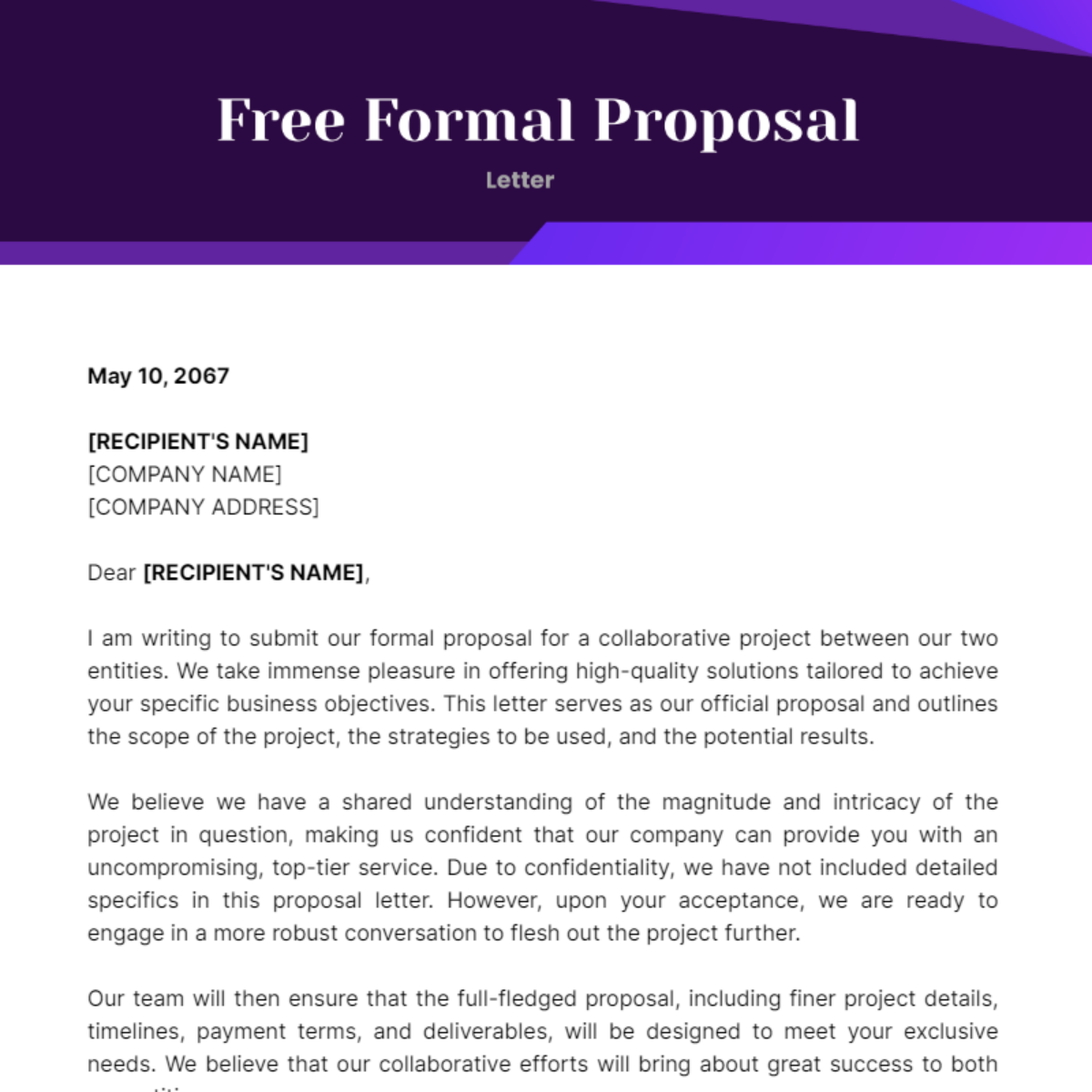 Formal Proposal Letter Template