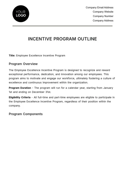 Free Incentive Program Outline HR Template to Edit Online