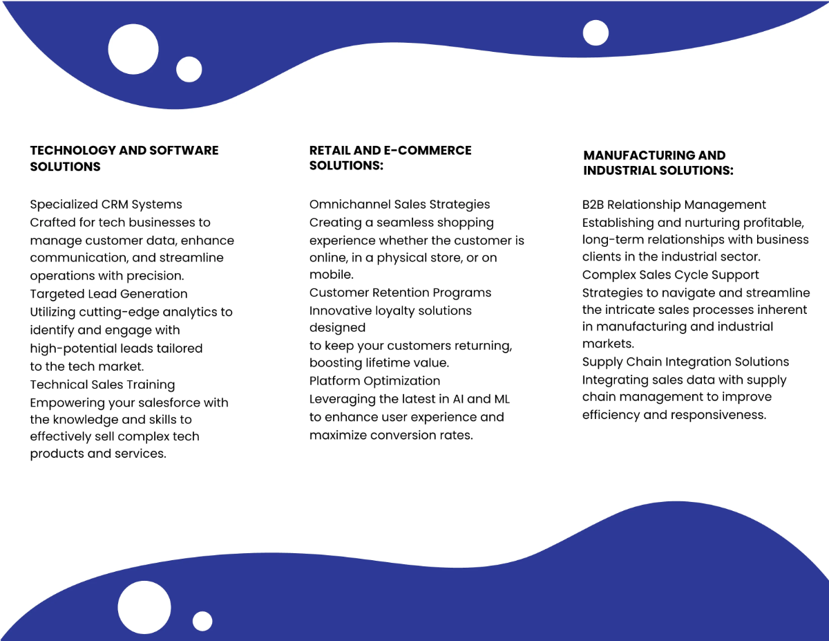 Free Sales Industry Solutions Brochure Template to Edit Online