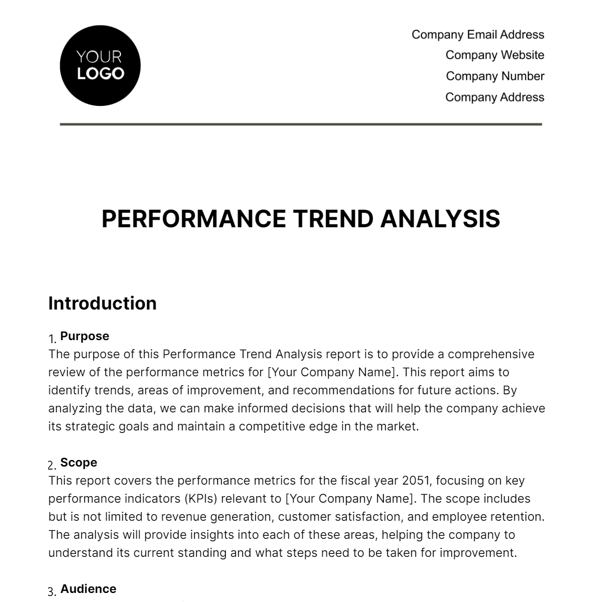 Performance Trend Analysis HR Template