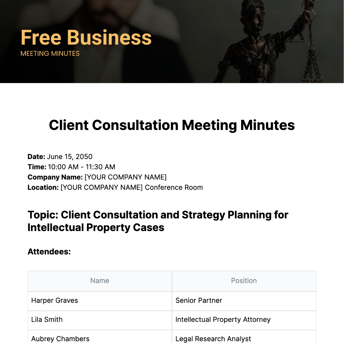 Business Meeting Minutes Template