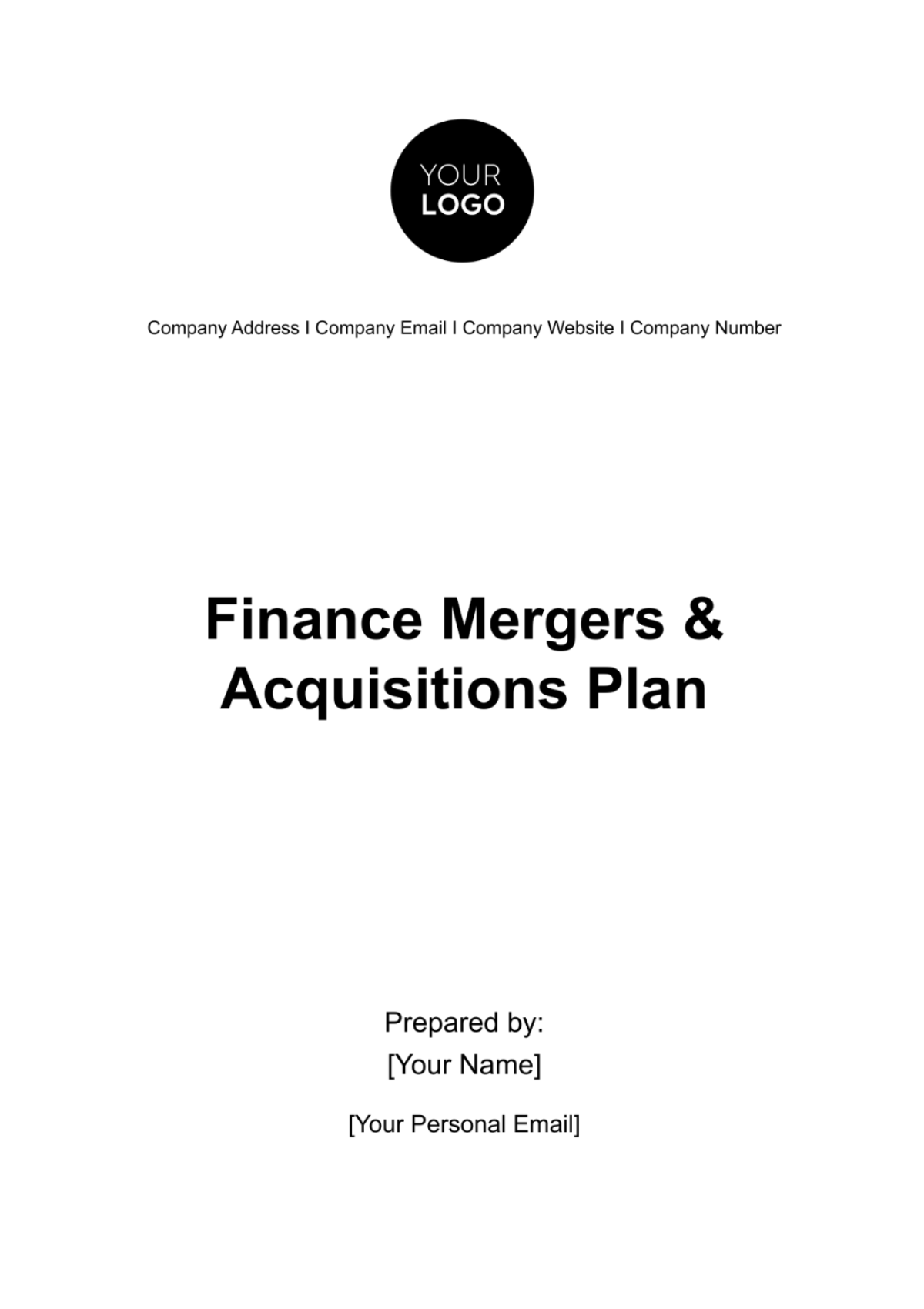 Finance Mergers & Acquisitions Plan Template - Edit Online & Download