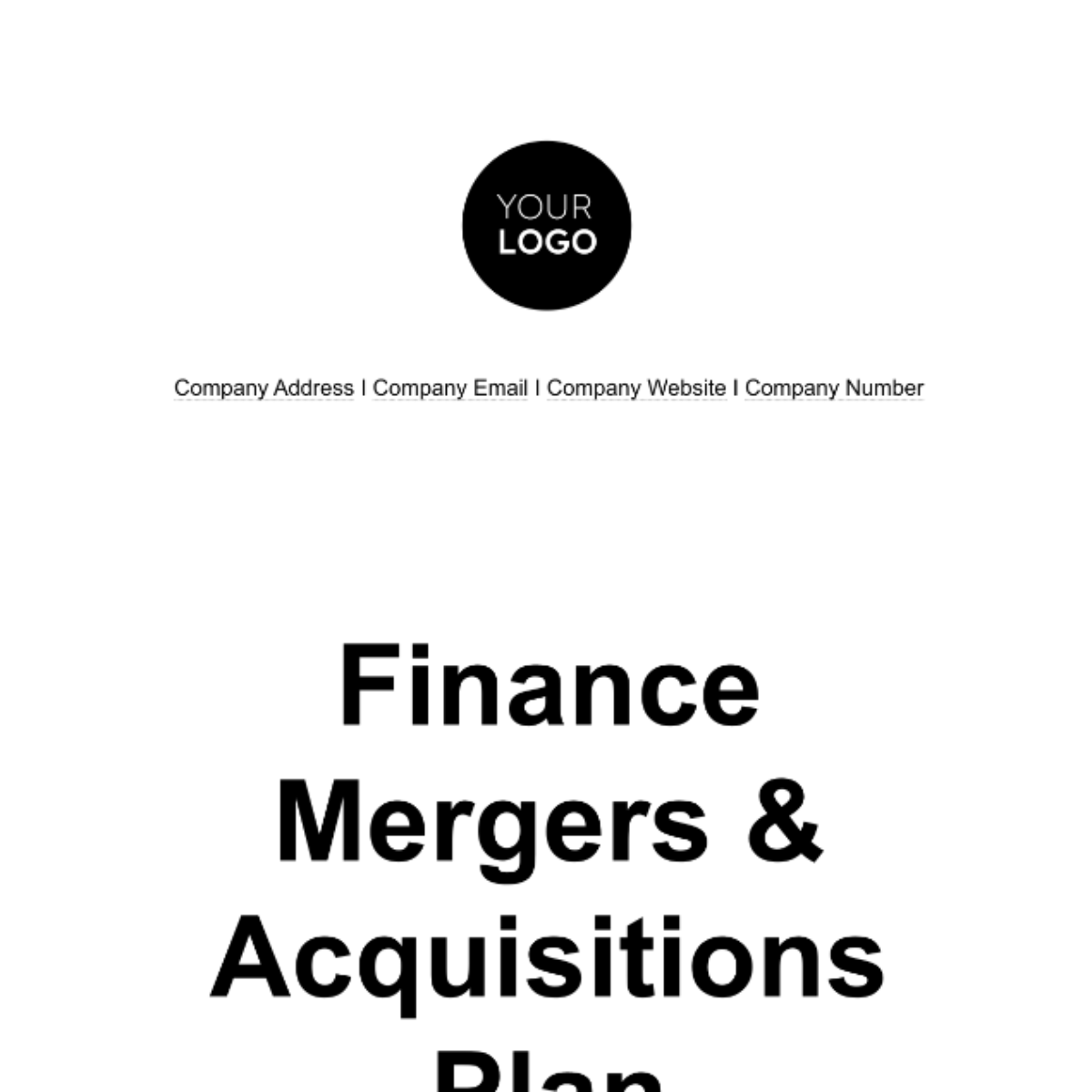 Finance Mergers & Acquisitions Plan Template