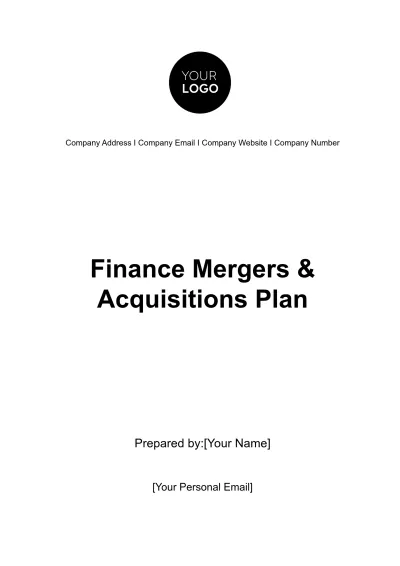 Free Finance Mergers & Acquisitions Plan Template to Edit Online