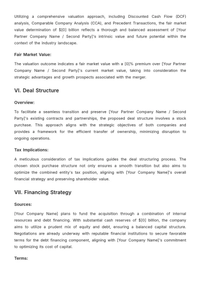 Free Finance Mergers & Acquisitions Plan Template to Edit Online