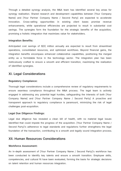 Free Finance Mergers & Acquisitions Plan Template to Edit Online