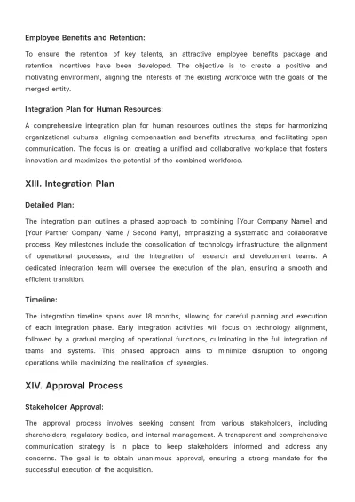 Free Finance Mergers & Acquisitions Plan Template to Edit Online