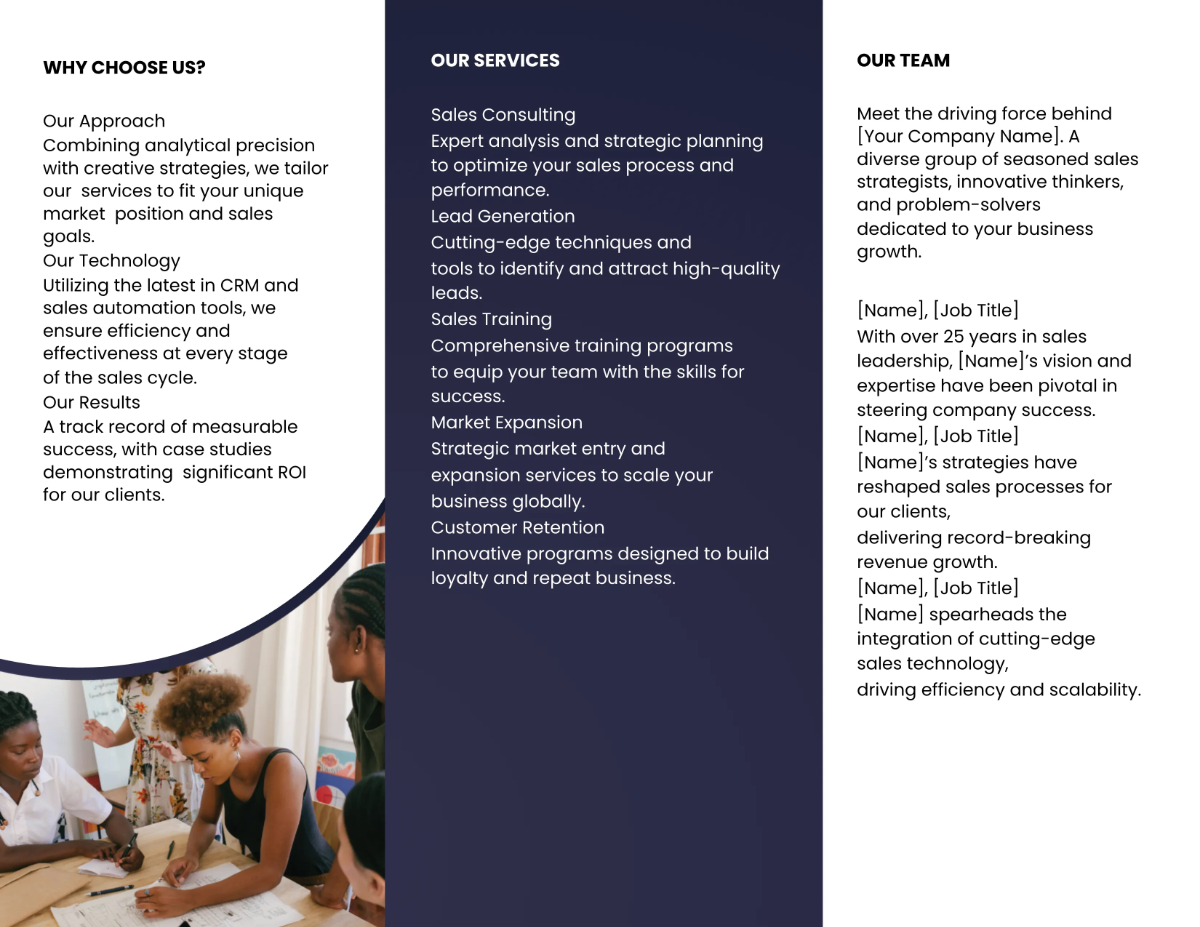 Free Sales Company Overview Brochure Template to Edit Online