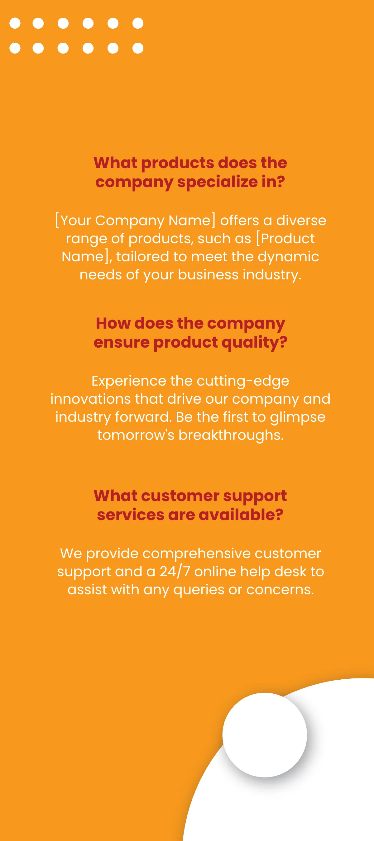 Free Sales Frequently Asked Questions Rack Card Template to Edit Online