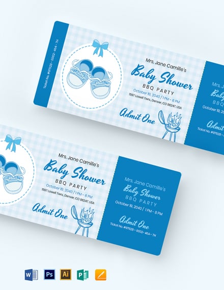 baby shower bbq ticket template