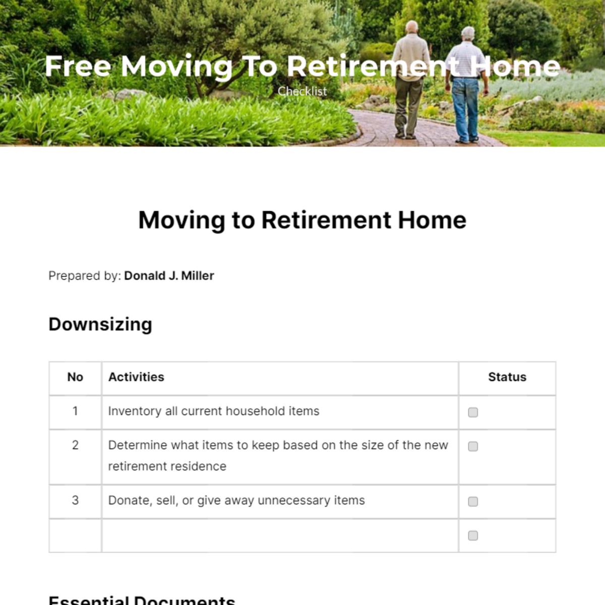 Moving To Retirement Home Checklist Template Edit Online & Download