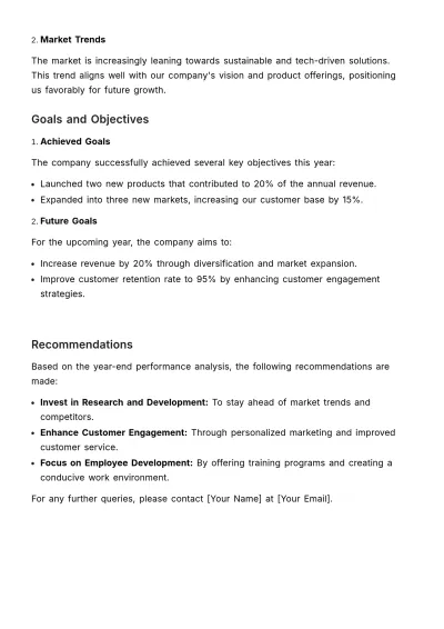 Free Year-end Performance Summary HR Template to Edit Online