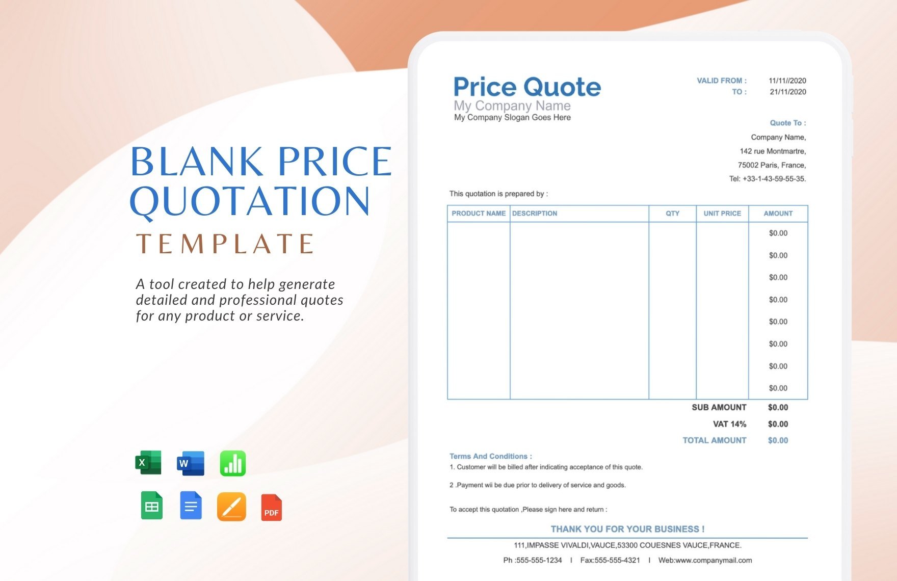 Blank Price Quotation Template