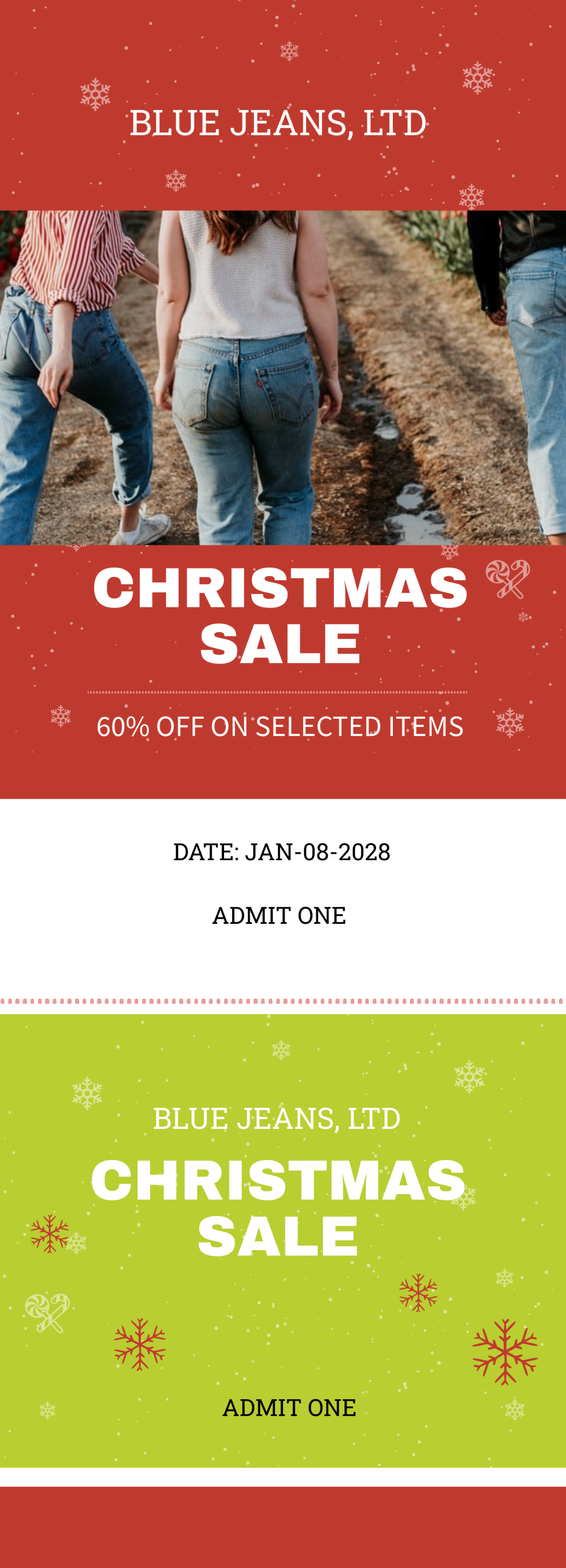 Christmas Sale Ticket Template