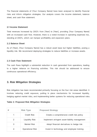 Free Financial Risk Report Template to Edit Online