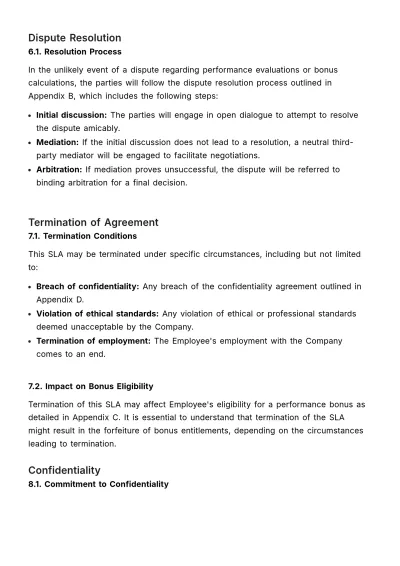 Free Performance Bonus SLA HR Template to Edit Online