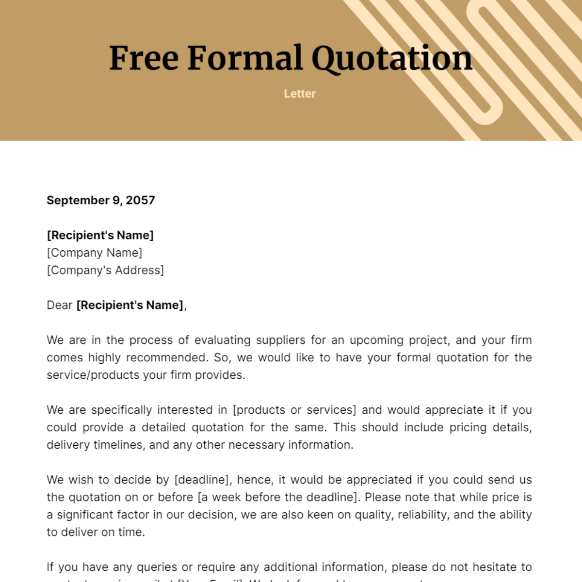 Formal Quotation Letter Template