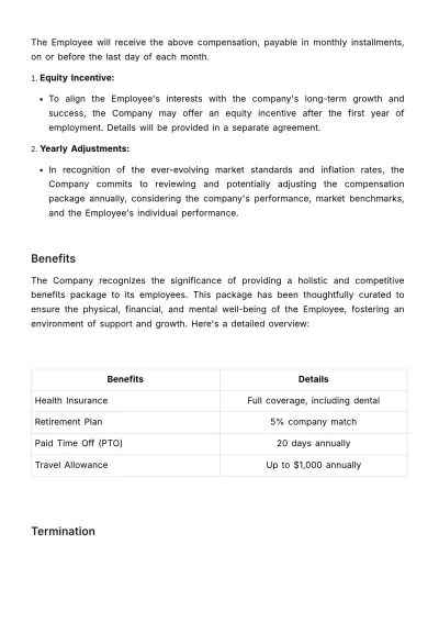 Free Employee Contract Agreement HR Template to Edit Online