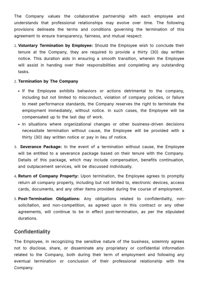Free Employee Contract Agreement HR Template to Edit Online