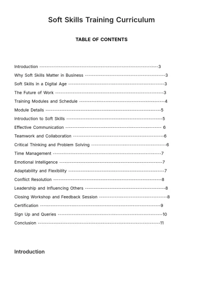 Free Soft Skills Training Curriculum HR Template to Edit Online