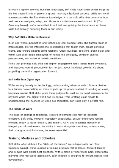 Free Soft Skills Training Curriculum HR Template to Edit Online