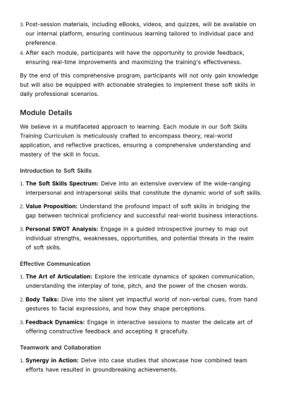 Free Soft Skills Training Curriculum HR Template to Edit Online