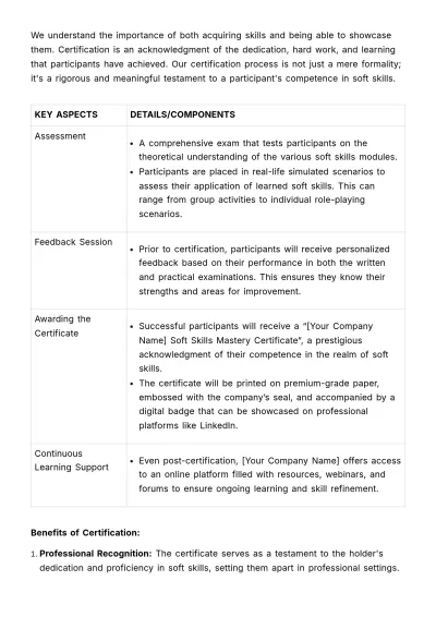 Free Soft Skills Training Curriculum HR Template to Edit Online