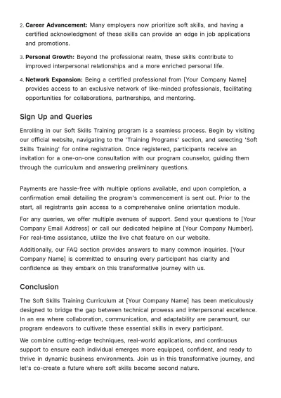 Free Soft Skills Training Curriculum HR Template to Edit Online