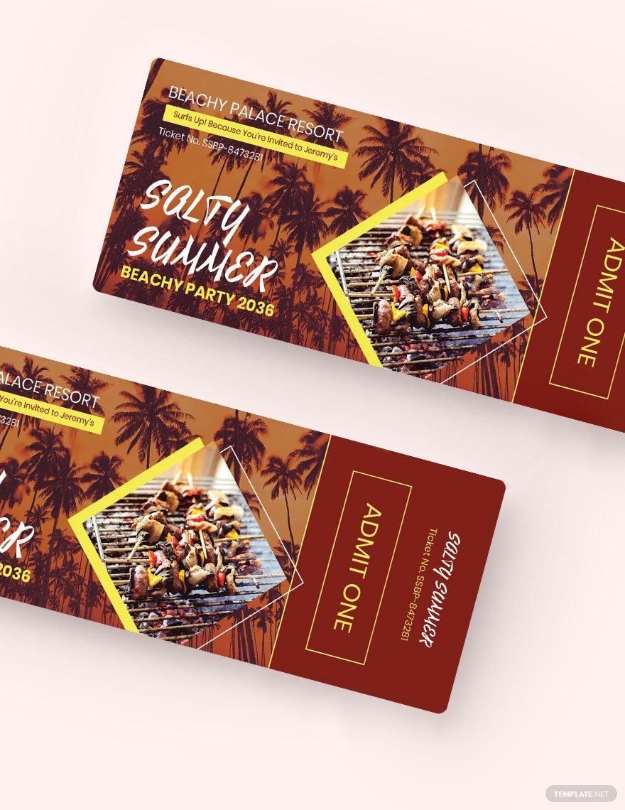 Summer BBQ party Ticket Template