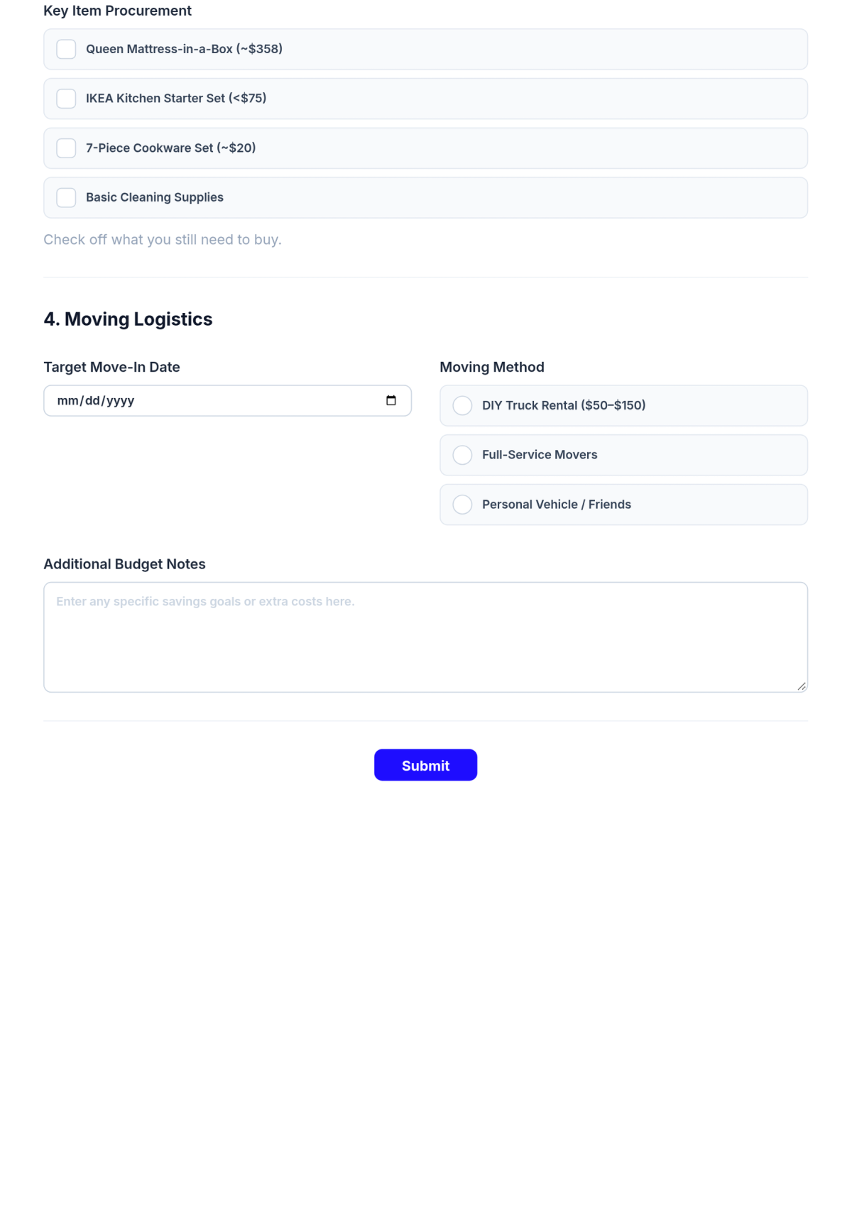 Free First Apartment Checklist On A Budget Template & AI Maker Free First Apartment Checklist On A Budget Template & AI Maker