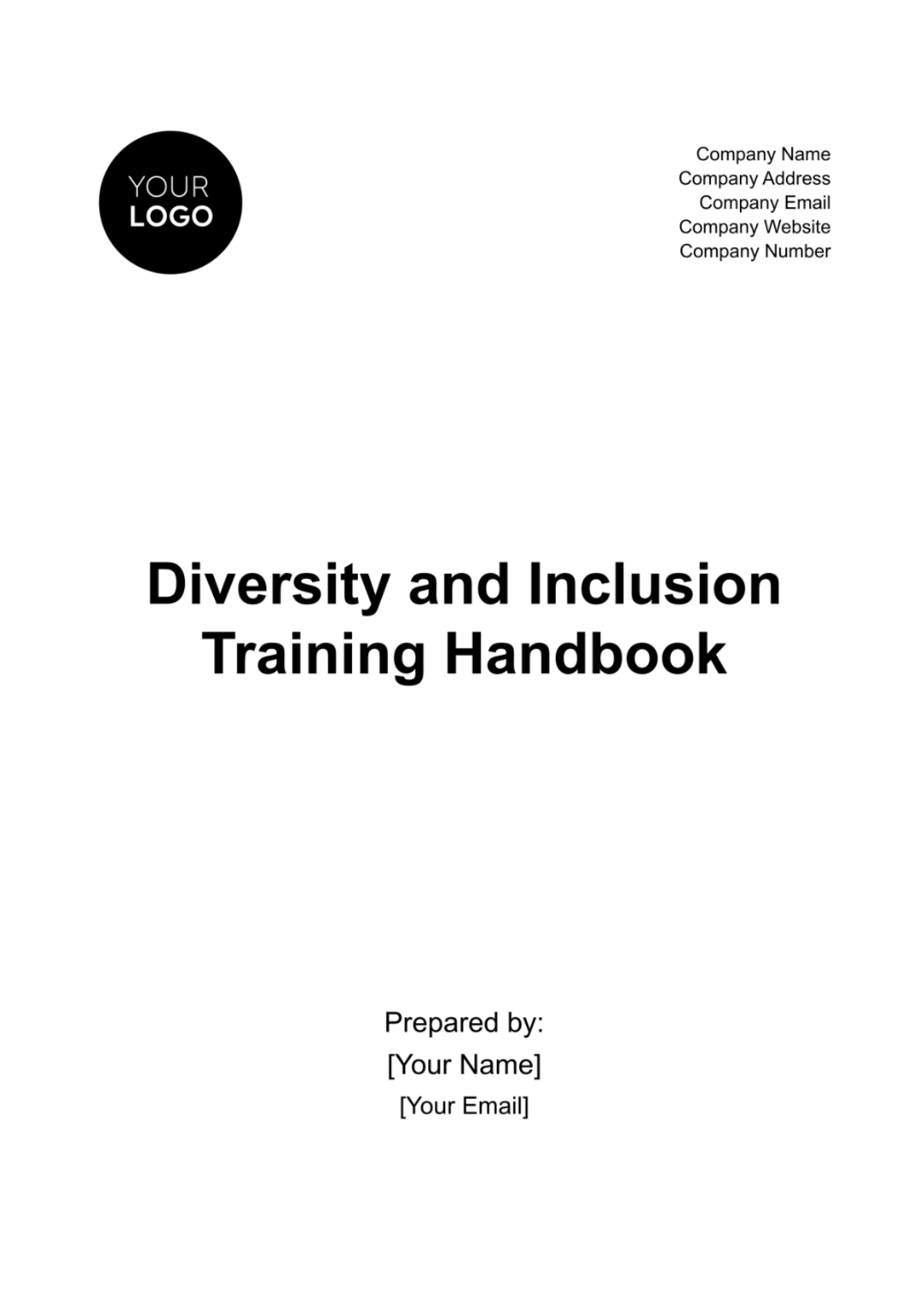 Free Diversity and Inclusion Training Handbook HR Template
