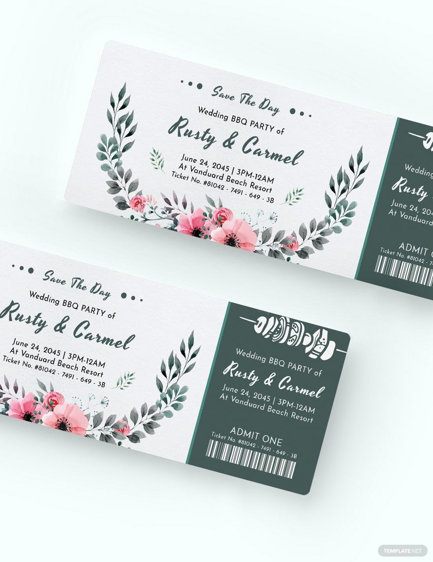 Free Wedding Ticket Templates, Editable and Printable