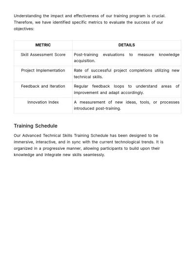 Free Advanced Technical Skills Training Plan HR Template to Edit Online