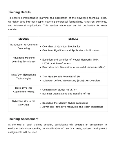 Free Advanced Technical Skills Training Plan HR Template to Edit Online
