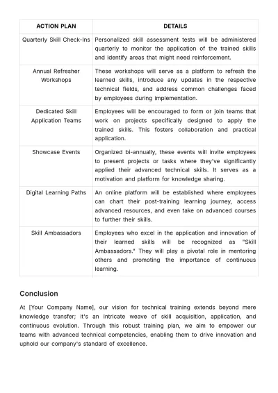 Free Advanced Technical Skills Training Plan HR Template to Edit Online