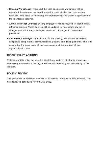 Free Harassment Prevention Policy HR Template to Edit Online