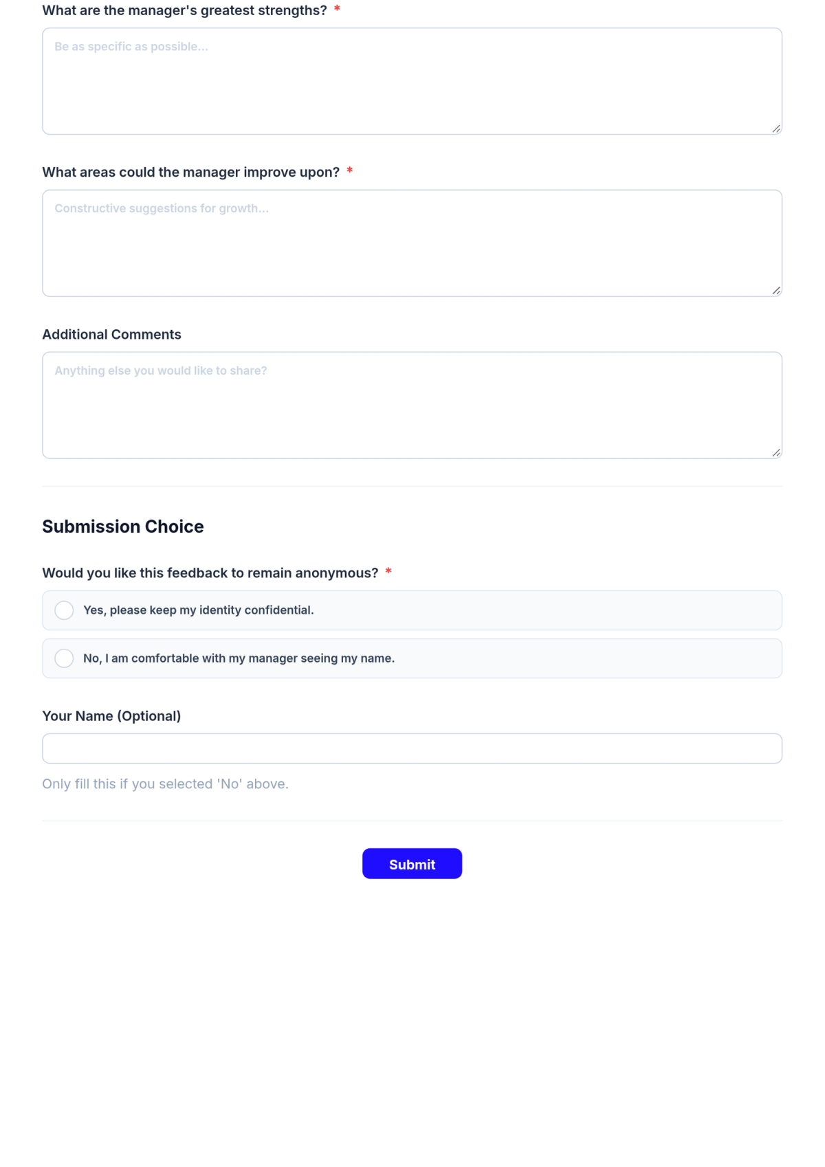 Free Manager Feedback Form HR Template & AI Maker