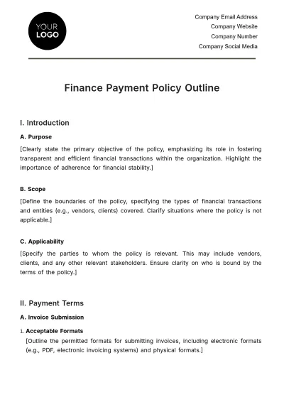 Free Finance Payment Policy Outline Template to Edit Online