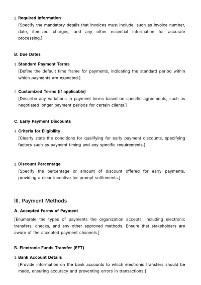 Free Finance Payment Policy Outline Template to Edit Online