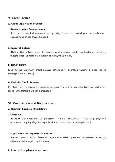Free Finance Payment Policy Outline Template to Edit Online