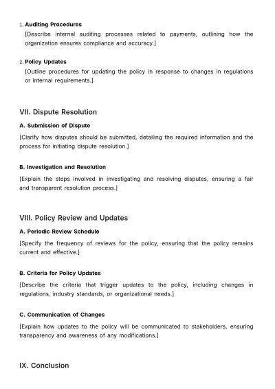Free Finance Payment Policy Outline Template to Edit Online