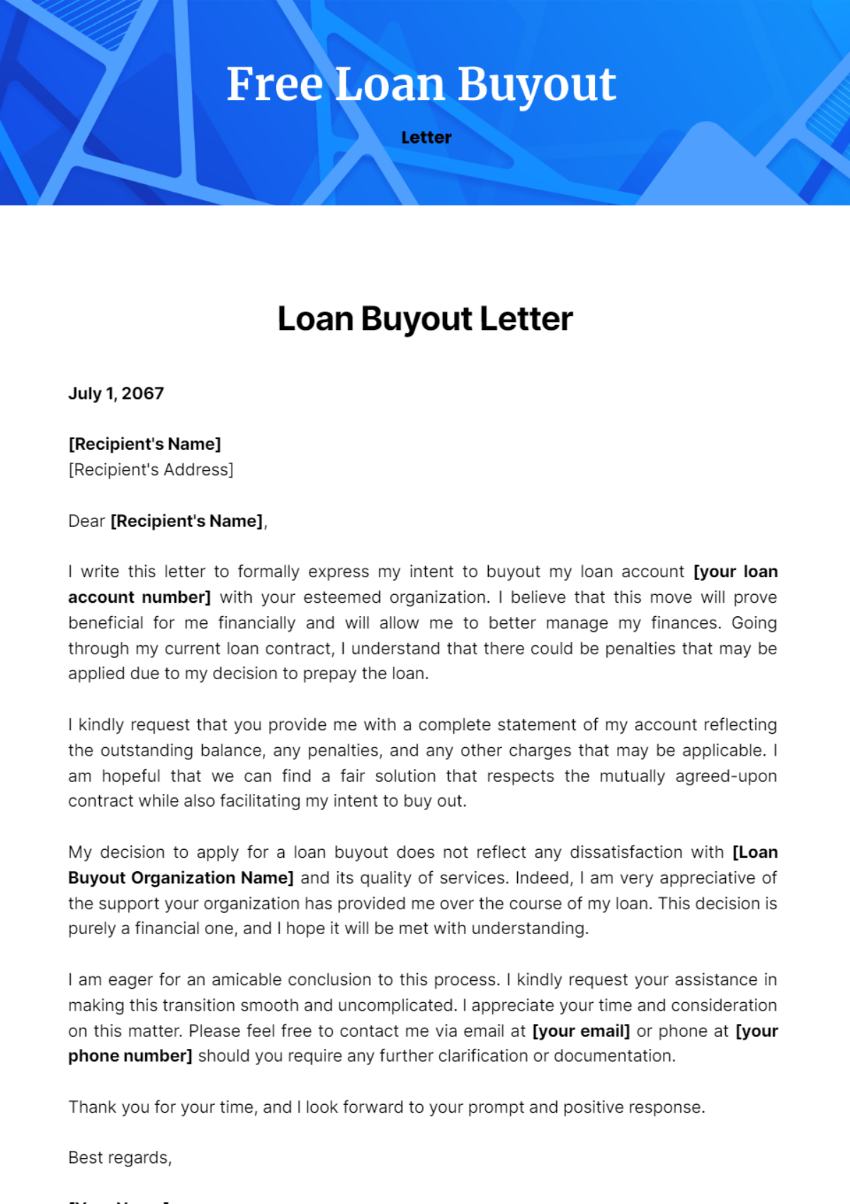 Loan Buyout Letter Template