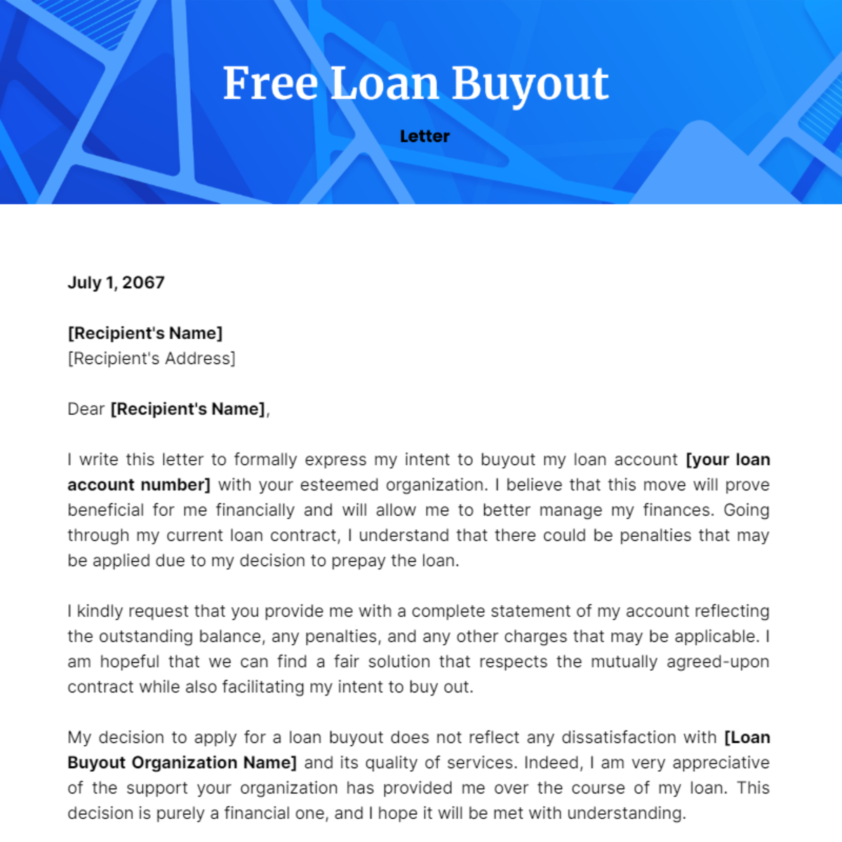 Loan Buyout Letter Template