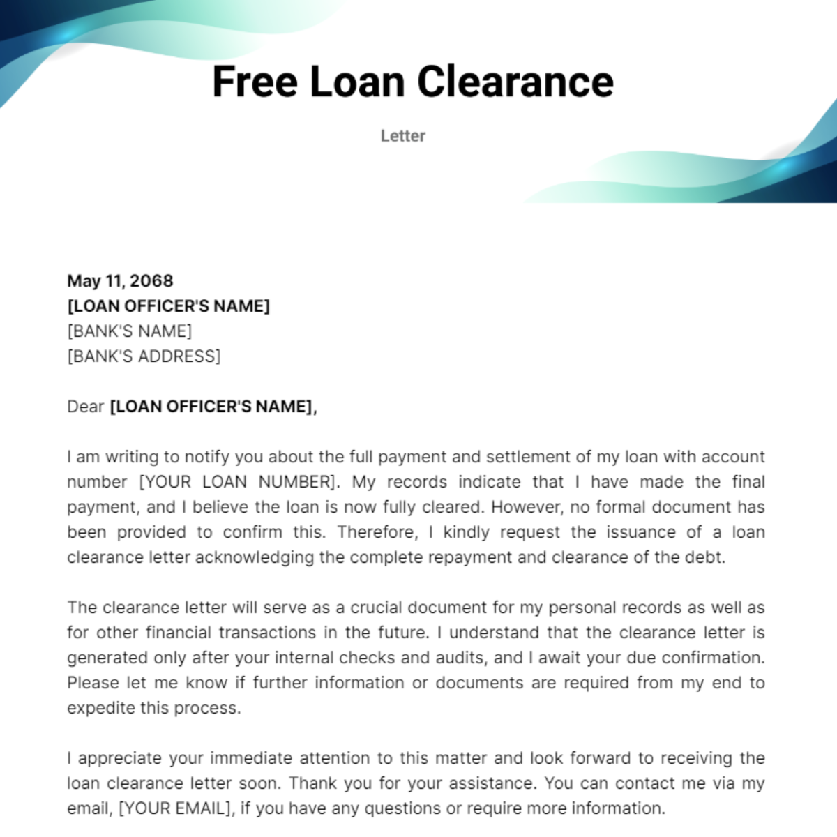 Loan Clearance Letter Template