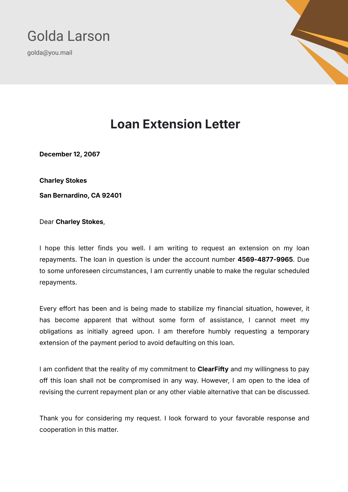 Loan Extension Letter Template - Edit Online & Download