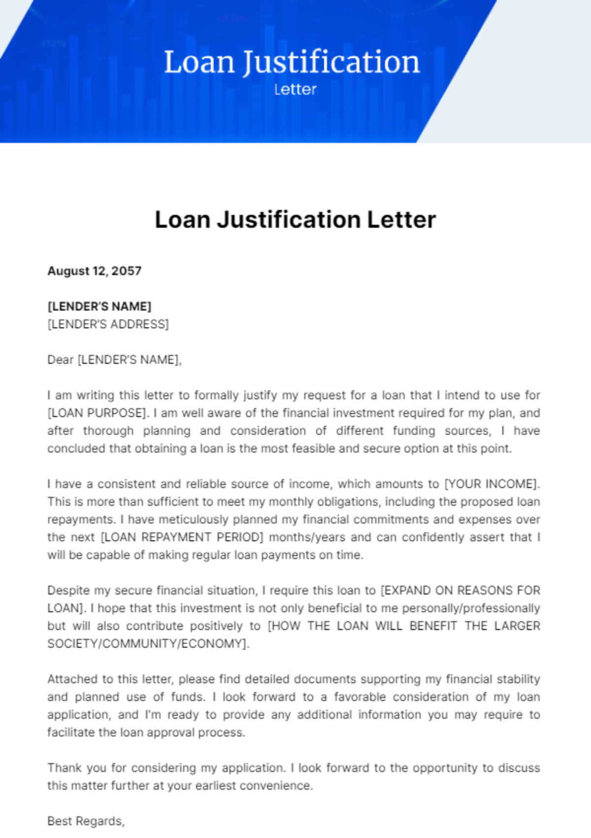 Free Loan Justification Letter Template