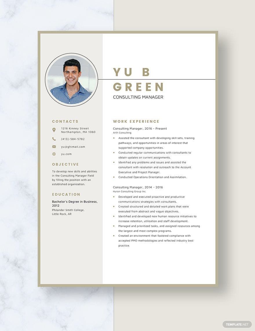 Free Consulting Manager Resume